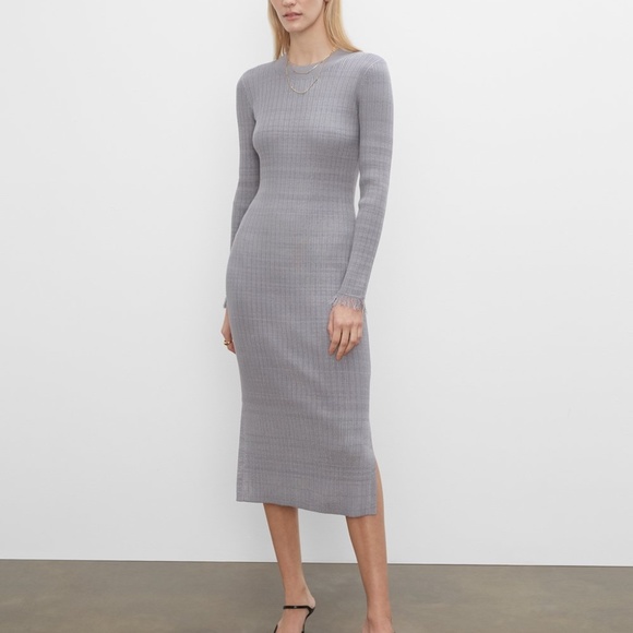 Rib Space-Dyed Dress - Brand New - NEVER WORN - Blue Grey